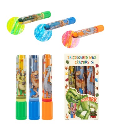 MINI DINO SET DE CERAS TRICOLOR DINO WORLD