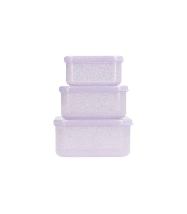 3 CAJAS ALMUERZO GLITTER LILAC