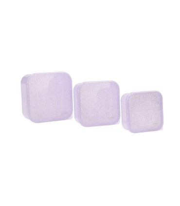 3 CAJAS ALMUERZO GLITTER LILAC