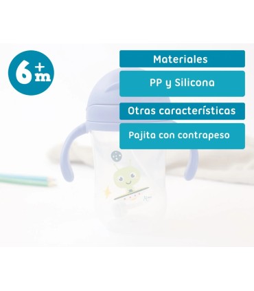 TAZA-BOTELLA APRENDIZAJE AZUL KIOKIDS