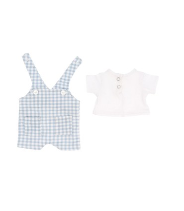 MUÑECO MATEO CON PETO VICHY AZUL MONNËKA