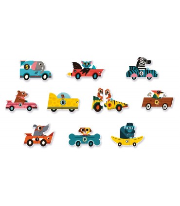 PUZZLE DUO COCHES DE CARRERAS DJECO
