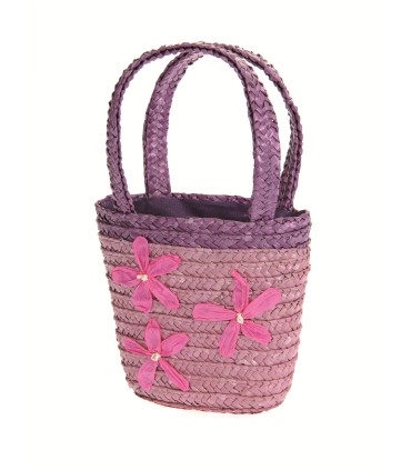 Cesta púrpura con flores