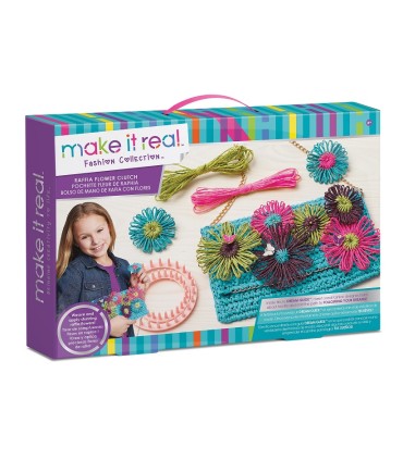 BOLSO DE MANO DE RAFIA CON FLORES