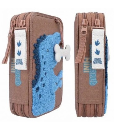 ESTUCHE DOBLE MARRON DINO WORLD