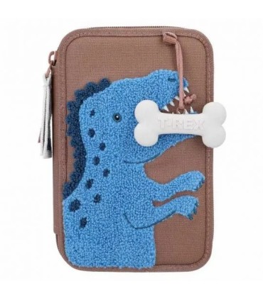 ESTUCHE DOBLE MARRON DINO WORLD