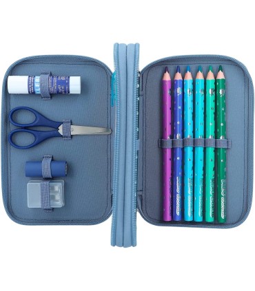 ESTUCHE DOBLE AZUL DINO WORLD