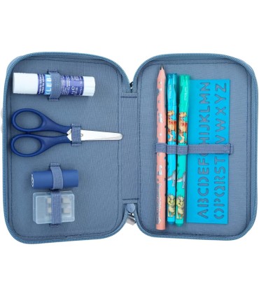 ESTUCHE DOBLE AZUL DINO WORLD